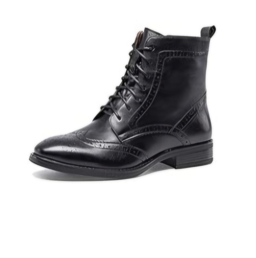U-lite Perforated Wingtip Brouge Leather Oxford Ankle Boots
